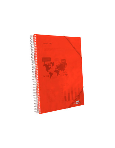 Carpeta liderpapel escaparate con espiral 20 fundas polipropileno din a5 roja