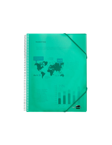Carpeta liderpapel escaparate con espiral 20 fundas polipropileno din a5 verde