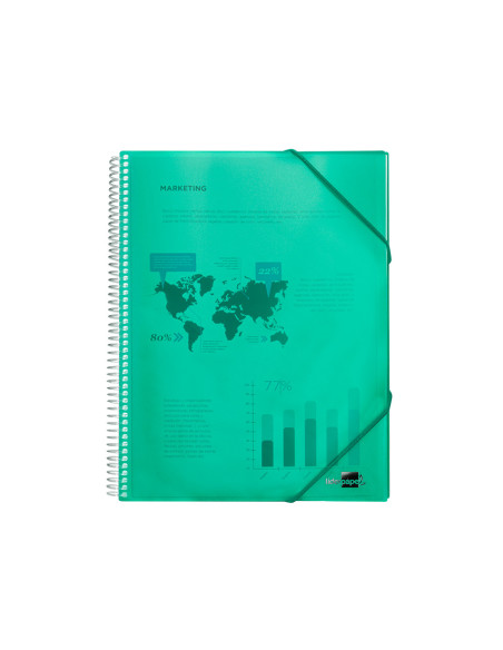 Carpeta liderpapel escaparate con espiral 20 fundas polipropileno din a5 verde
