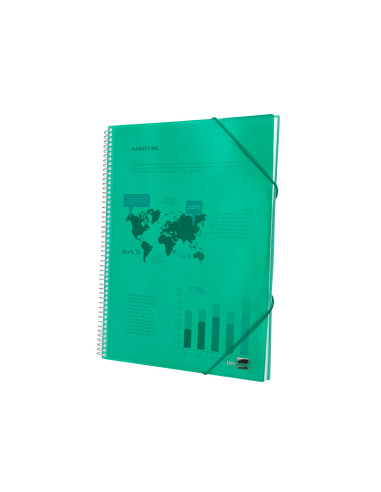 Carpeta liderpapel escaparate con espiral 20 fundas polipropileno din a5 verde