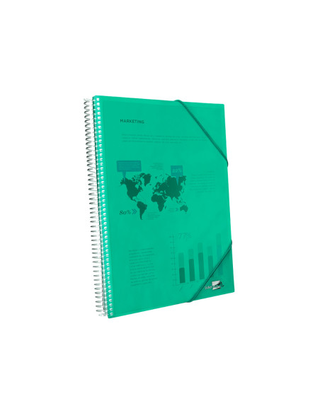Carpeta liderpapel escaparate con espiral 20 fundas polipropileno din a5 verde