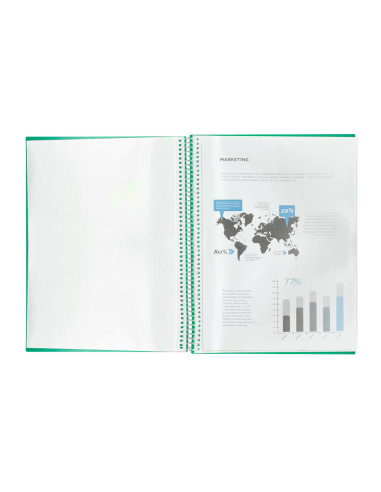 Carpeta liderpapel escaparate con espiral 20 fundas polipropileno din a5 verde