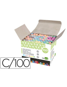 Tiza color antipolvo liderpapel caja de 100 unidades colores surtidos