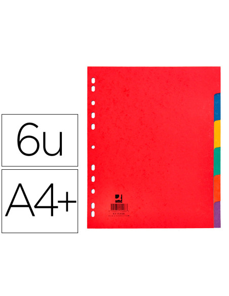 Separador q-connect cartulina brillo juego de 6 separadores din a4+ multitaladro