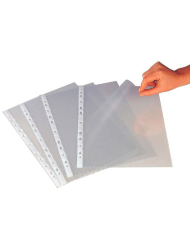 Funda multitaladro q-connect din a3 apaisada 80 micras cristal con apertura superior - bolsa de 10