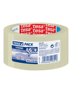 Cinta adhesiva tesa transparente strong 66 mt x 50 mm para embalaje bajo ruido 2