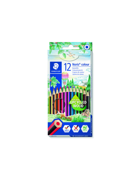 Lapices de colores staedtler upcycled wood ecologico 12 colores en caja de carton