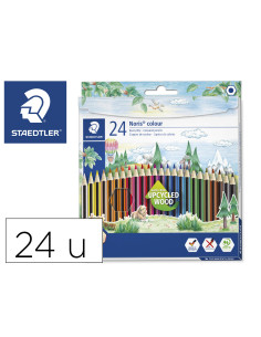 Lapices de colores staedtler upcycled wood ecologico 24 colores en caja de carton