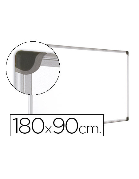 Pizarra blanca bi-office magnetica maya w ceramica vitrificada marco de aluminio 180 x 90 cm con bandeja para