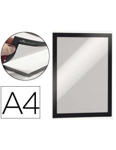 Marco porta anuncios durable magnetico din a4 dorso adhesivo removible color negro pack de 2 unidades