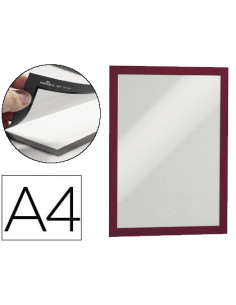 Marco porta anuncios durable magnetico din a4 dorso adhesivo removible color rojo pack de 2 unidades