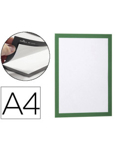 Marco porta anuncios durable magnetico din a4 dorso adhesivo removible color verde pack de 2 unidades