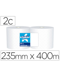 Papel secamanos industrial amoos 2 capas 235 mm x 400 mt paquete de 2 rollos
