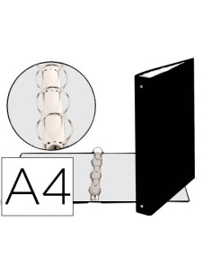 Carpeta de 4 anillas 30mm redondas exacompta din a4 carton forrado negra