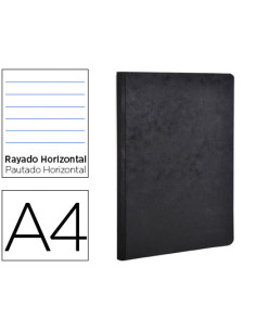 Libreta age-bag tapa cartulina lomo cosido rayado horizontal 96 hojas color negro 210x297 mm