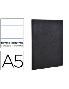 Libreta age-bag tapa cartulina lomo cosido rayado horizontal 96 hojas color negro 148x210 mm