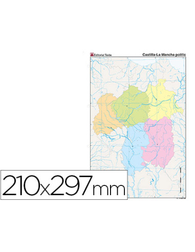 Mapa mudo color din a4 castilla-la mancha politico