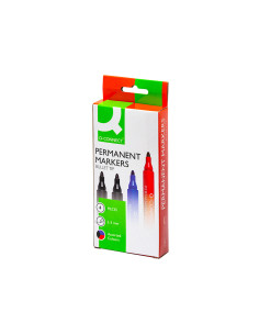 Rotulador q-connect marcador permanente estuche de 4 colores surtidos punta redonda 3 mm 2