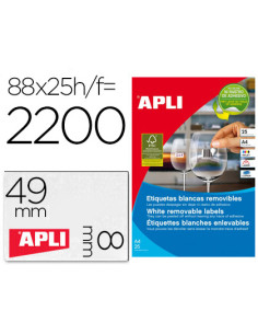 Etiqueta adhesiva apli removible 10314 especial joyeria 45x8 mm fotocopiadora laser ink-jet caja con 25