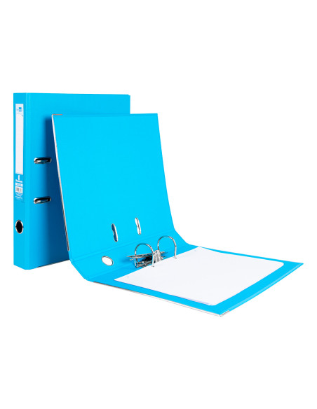 Archivador de palanca liderpapel folio documenta forrado pvc con rado lomo 52 mm celeste compresor metalico