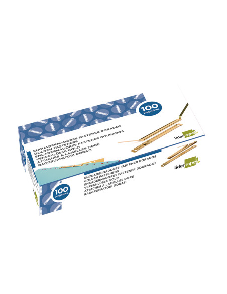 Encuadernador fastener dorado liderpapel caja de 100 unidades