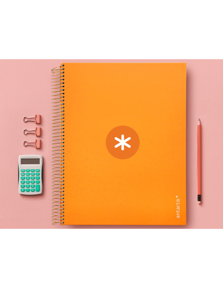 Cuaderno espiral a4 micro antartik tapa forrada 120h 90 gr cuadro 5mm 5 bandas 4 taladros color mostaza